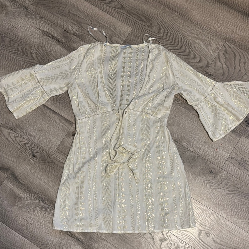 Elegant Cream and Gold Women's Dress